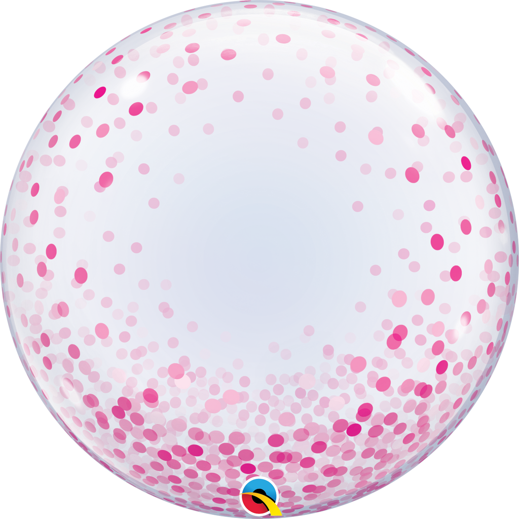 24" Deco Pink Confetti Bubble Balloon