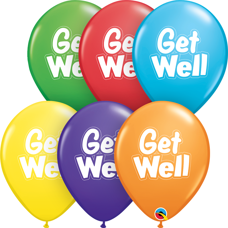 11" Get Well Dashed Latex Balloons (50 Count)