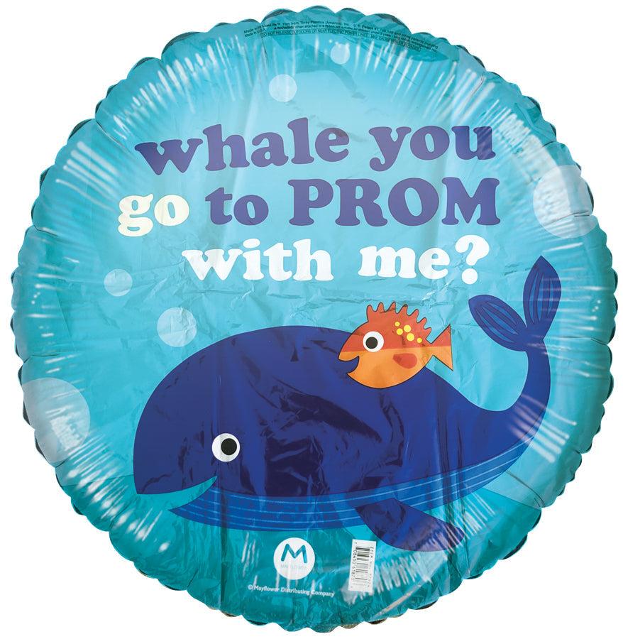 18 inch whale you go to the prom with me foil balloon 37924 02
