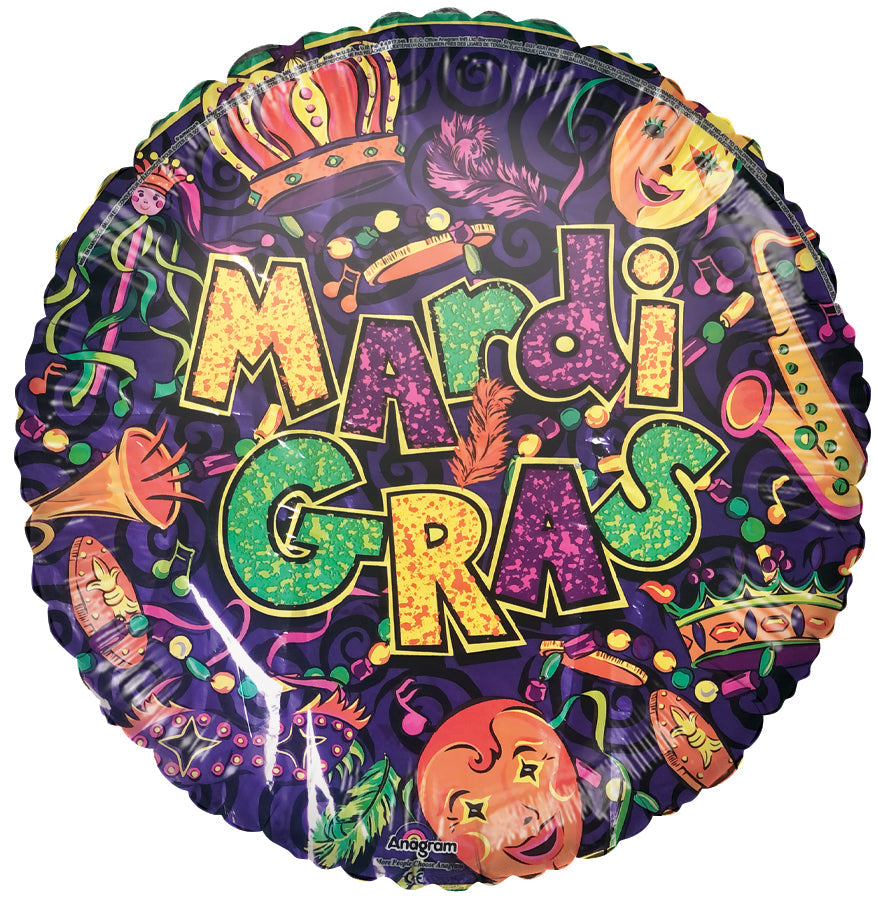 18" Mardi Gras Foil Balloon