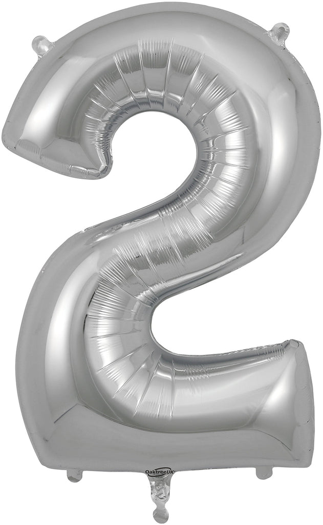 34" Number 2 Silver Oaktree Foil Balloon