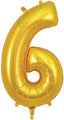 34" Number 6 Gold Oaktree Foil Balloon