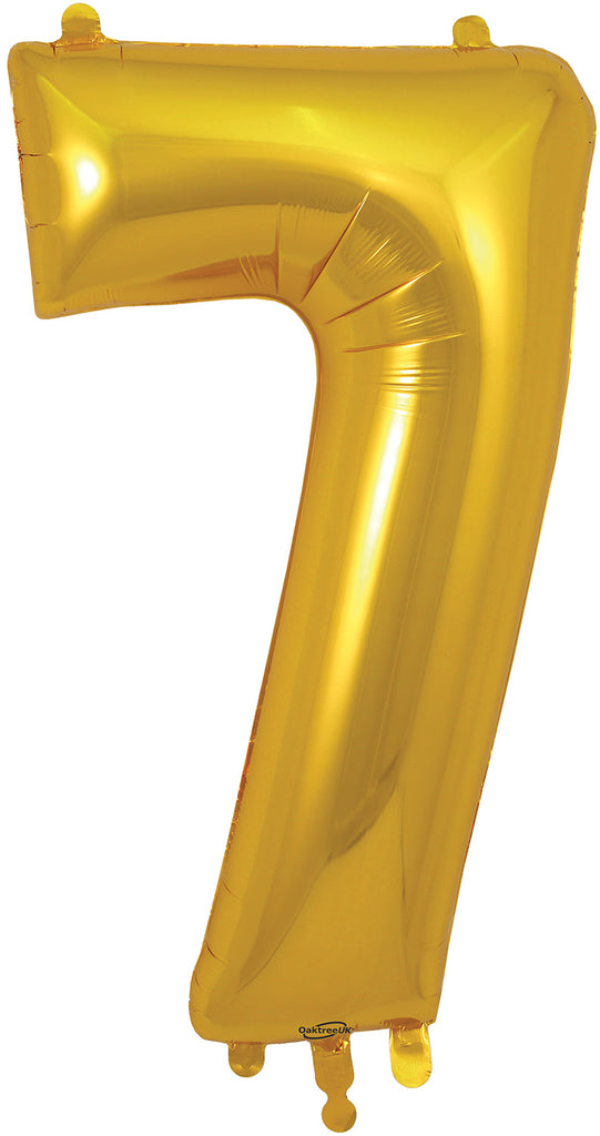 34" Number 7 Gold Oaktree Foil Balloon