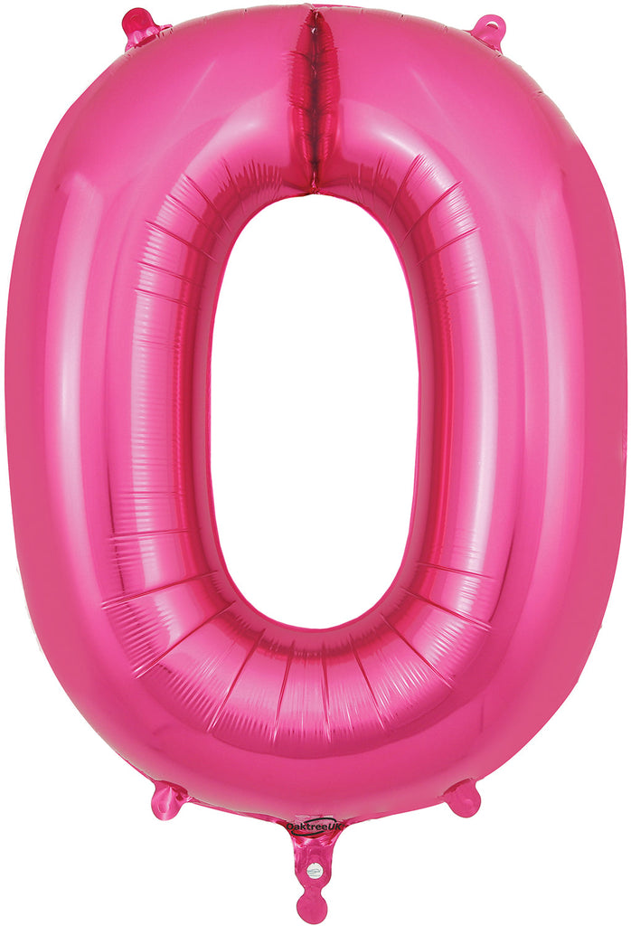 34" Number 0 Pink Oaktree Foil Balloon