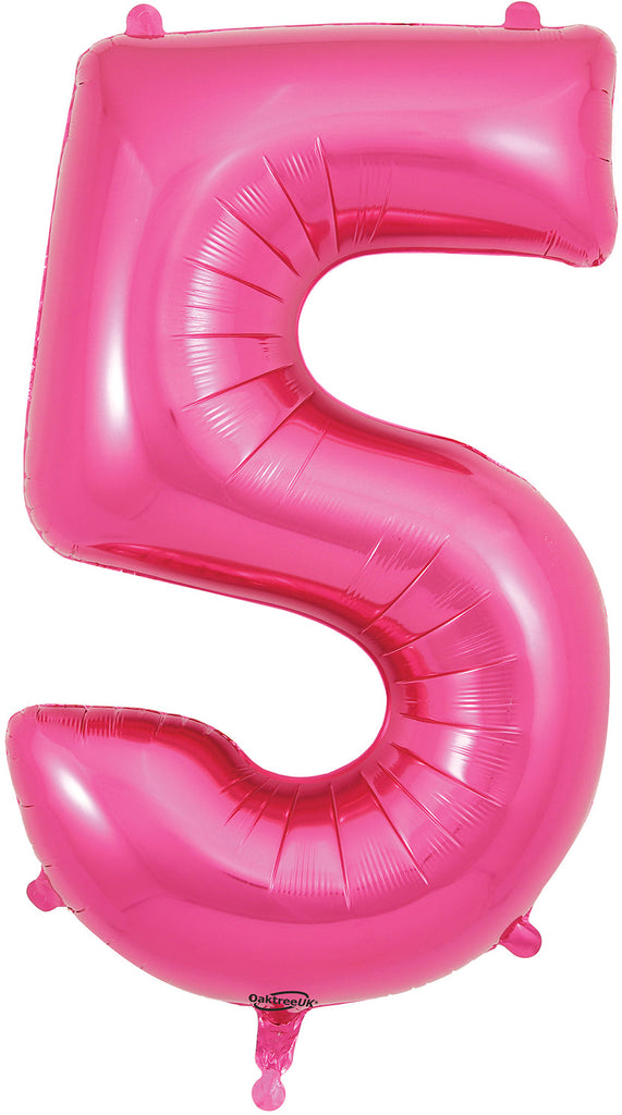 34" Number 5 Pink Oaktree Foil Balloon