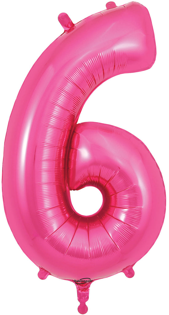 34" Number 6 Pink Oaktree Foil Balloon