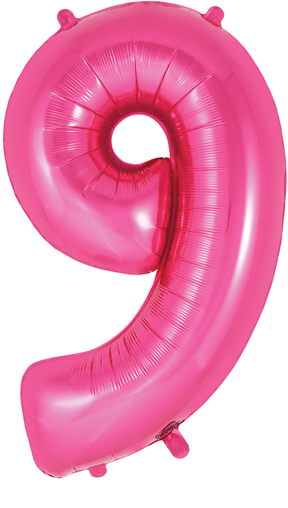 34" Number 9 Pink Oaktree Foil Balloon