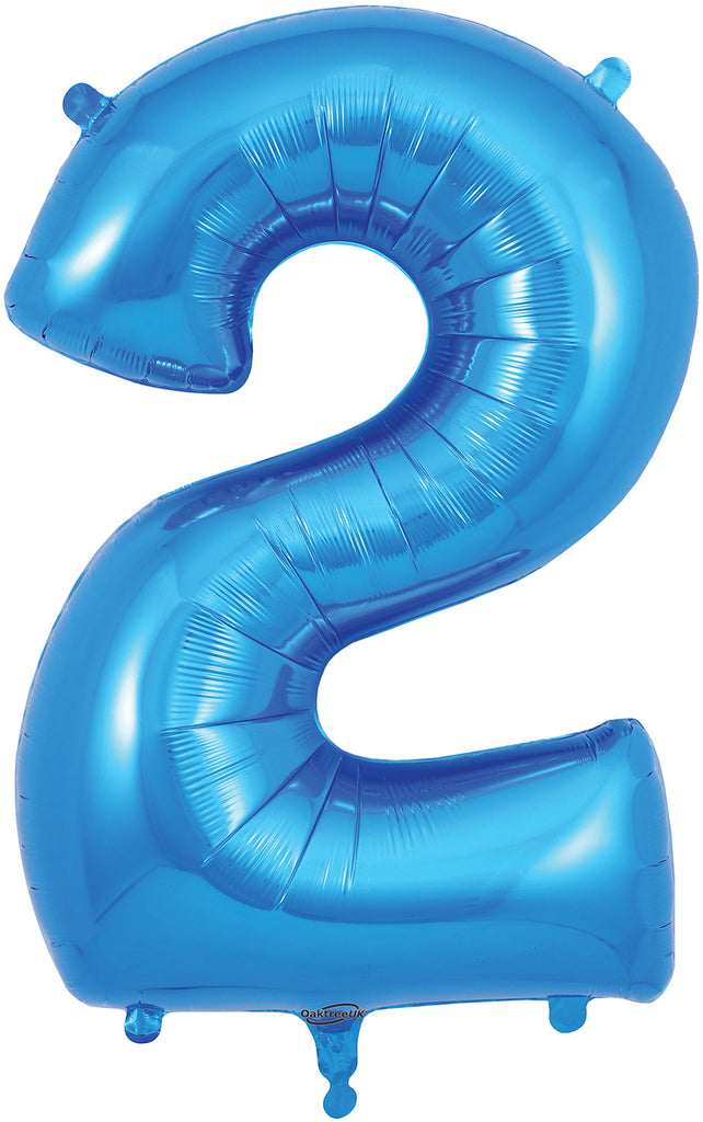 34" Number 2 Blue Oaktree Foil Balloon