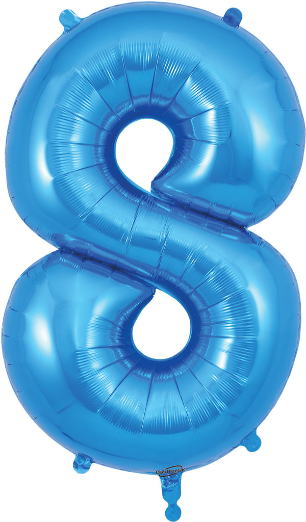 34" Number 8 Blue Oaktree Foil Balloon