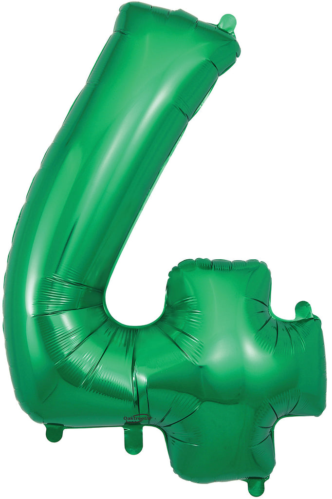 34" Number 4 Green Oaktree Foil Balloon