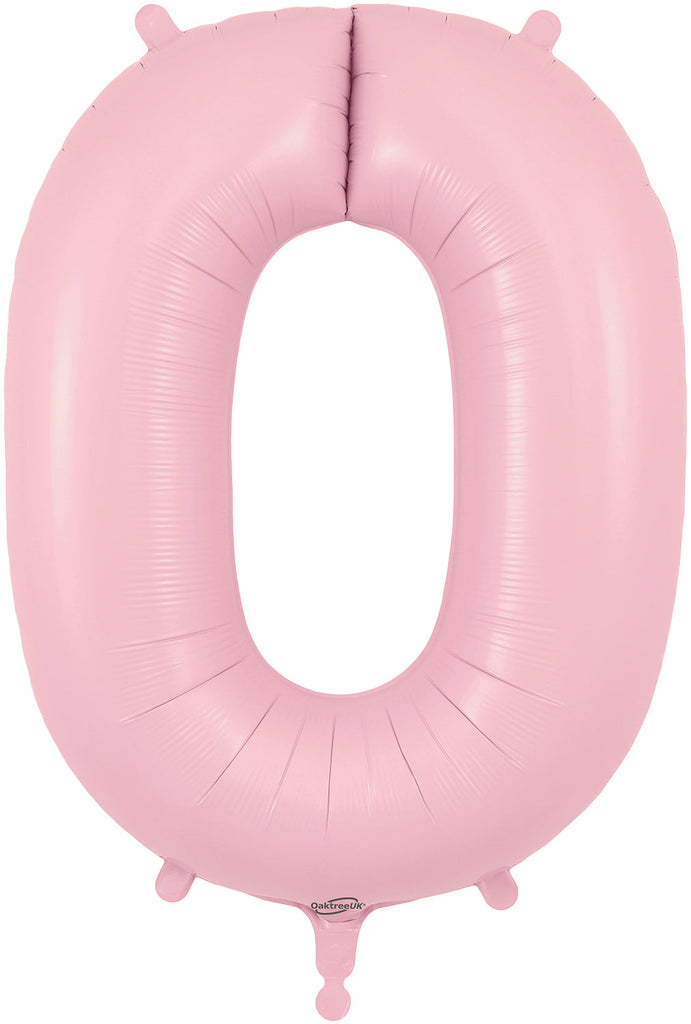 34" Number 0 Matte Pink Oaktree Foil Balloon