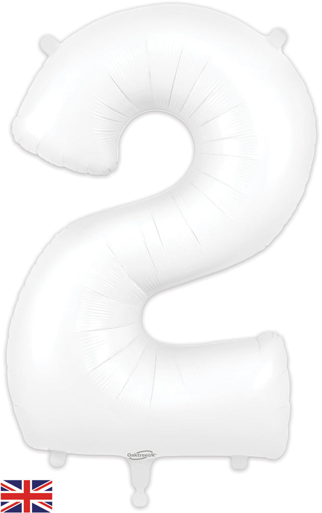 34" Number 2 Matte White Oaktree Foil Balloon