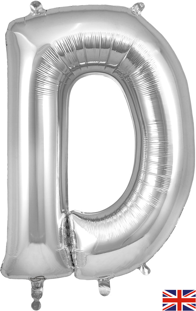 34" Letter D Silver Oaktree Brand Foil Balloon