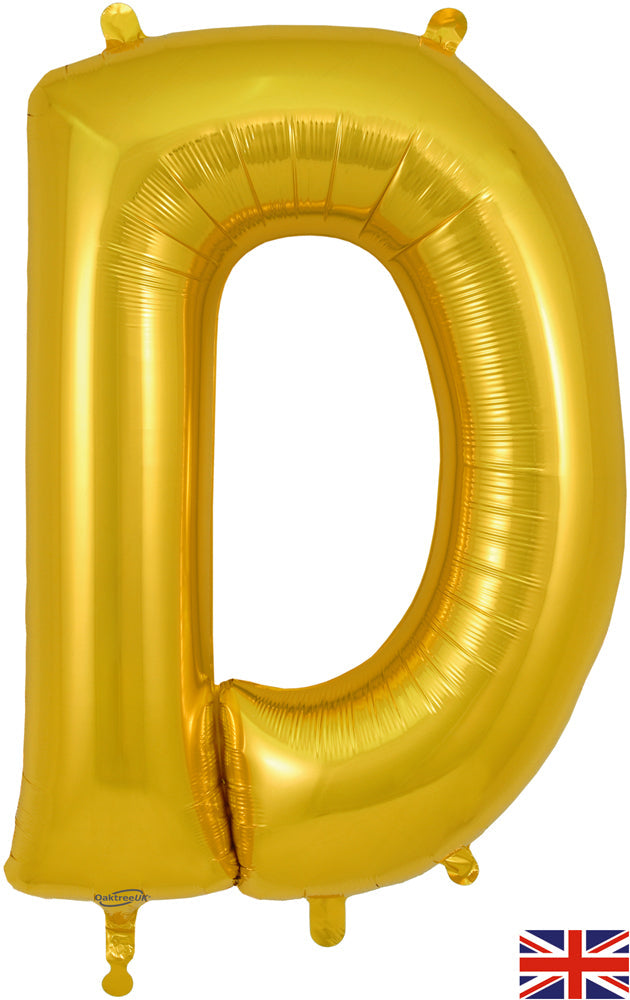 34" Letter D Gold Oaktree Brand Foil Balloon