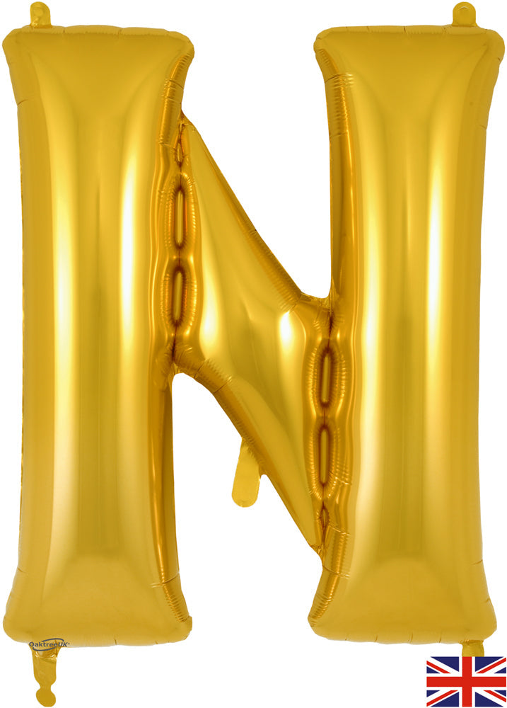 34" Letter N Gold Oaktree Brand Foil Balloon