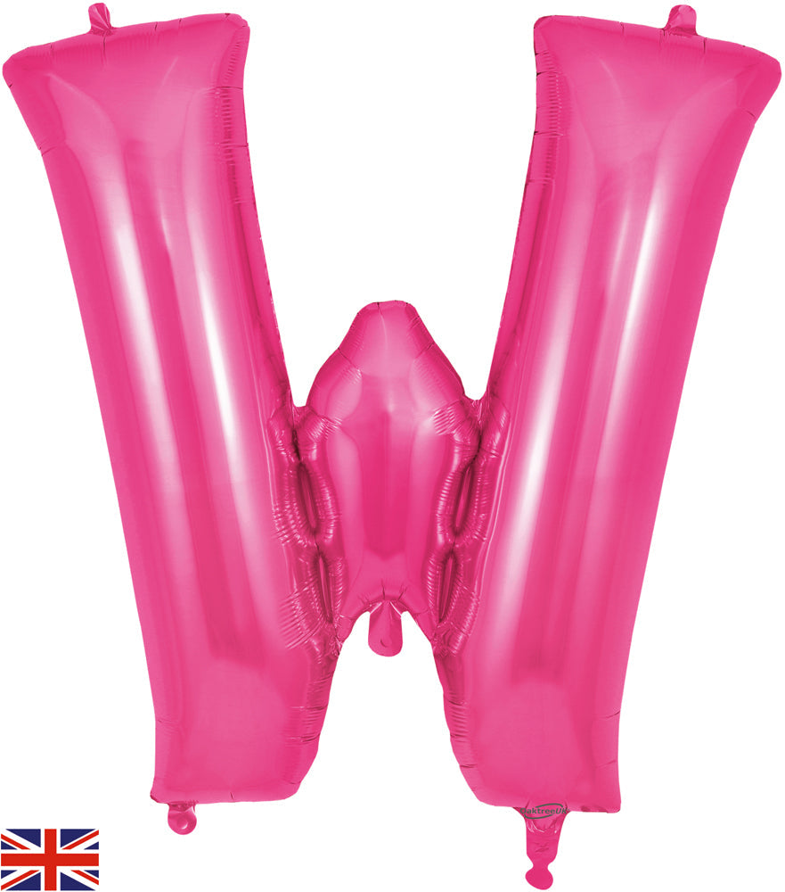 34" Letter W Pink Oaktree Brand Foil Balloon