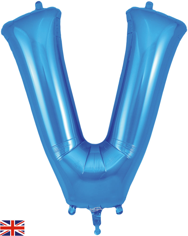 34" Letter V Blue Oaktree Brand Foil Balloon