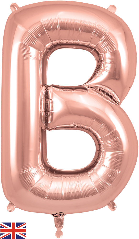 34" Letter B Rose Gold Oaktree Brand Foil Balloon
