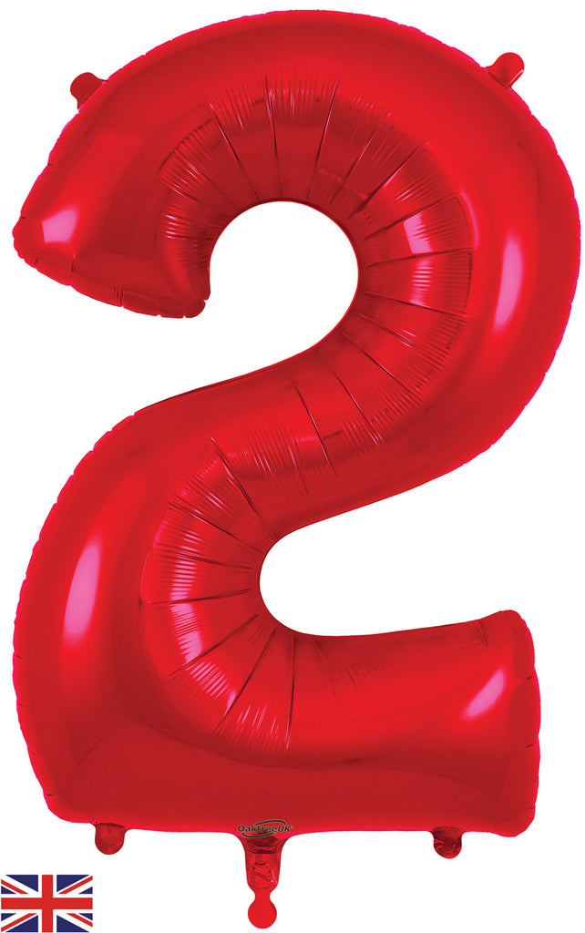 34" Number 2 Red Oaktree Foil Balloon
