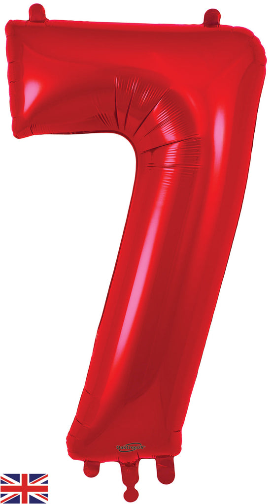 34" Number 7 Red Oaktree Foil Balloon