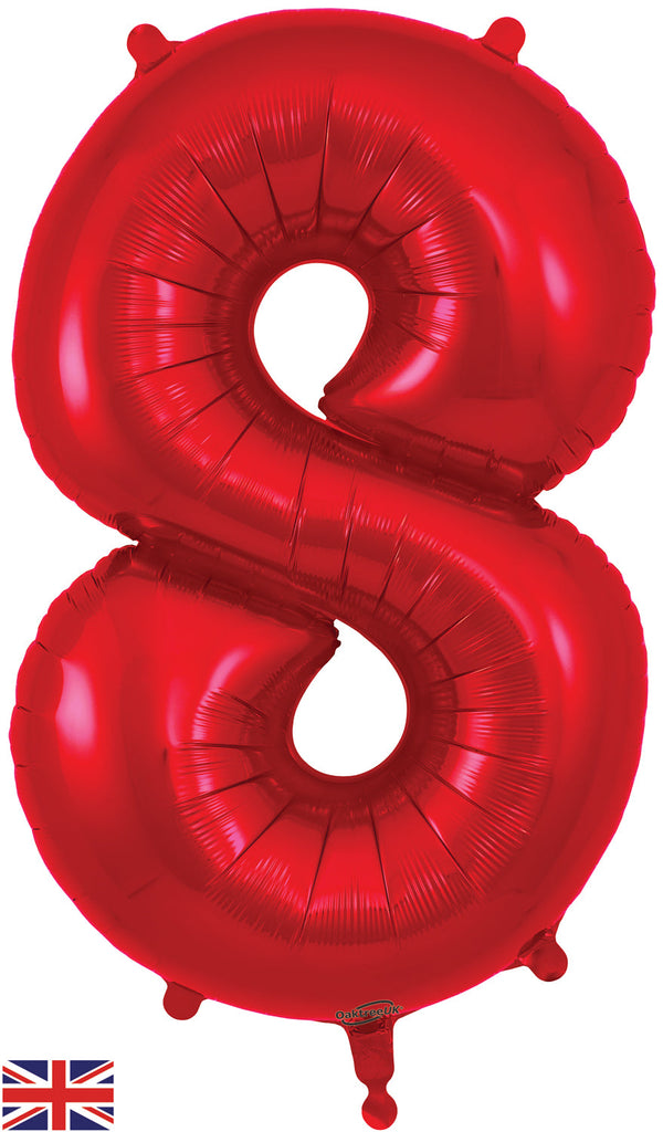 34" Number 8 Red Oaktree Foil Balloon