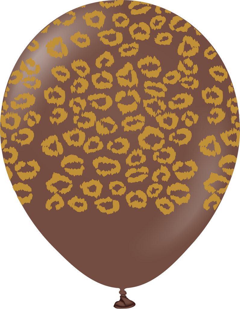 12" Safari Leopard Printed Chocolate Brown Retro Kalisan Latex Balloons (25 Per Bag)