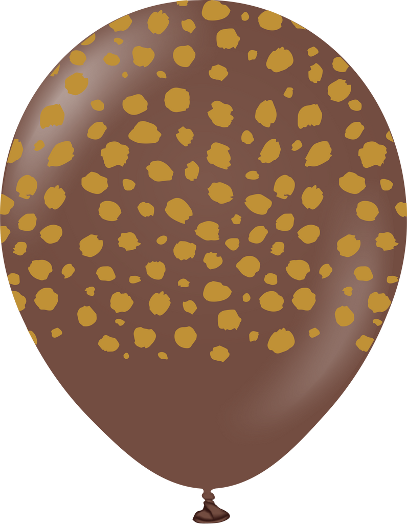 12" Safari Cheetah Printed Chocolate Brown Retro Kalisan Latex Balloons (25 Per Bag)