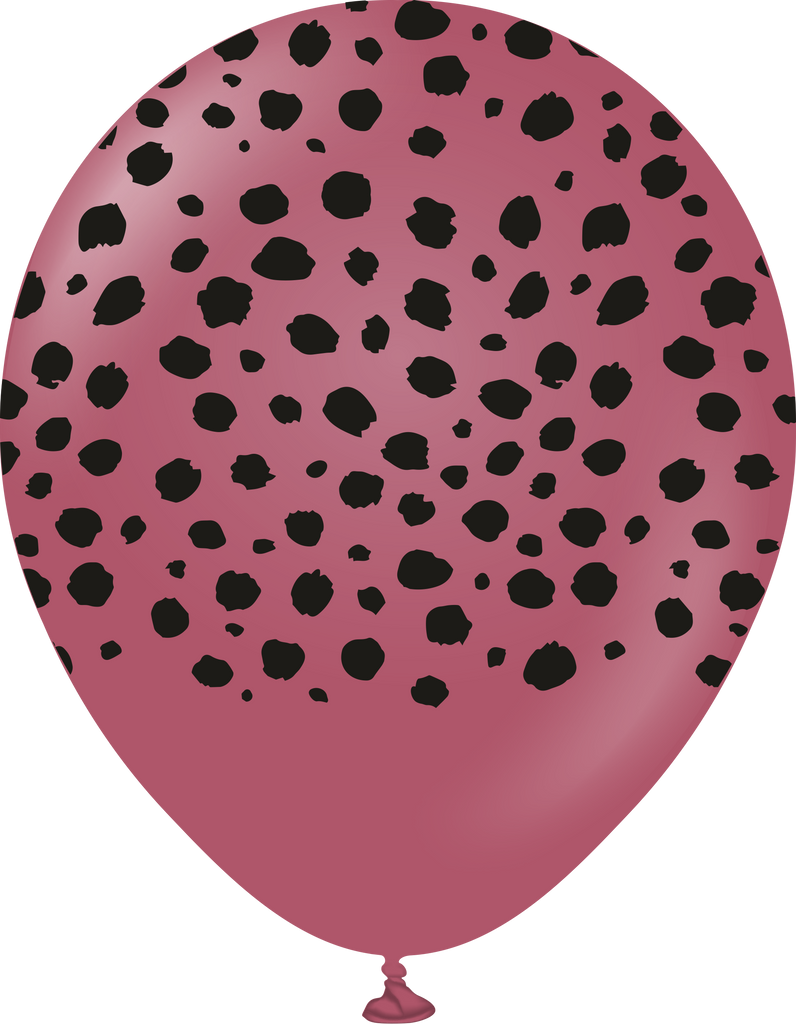 12" Safari Cheetah Printed Wild Berry Retro Kalisan Latex Balloons (25 Per Bag)