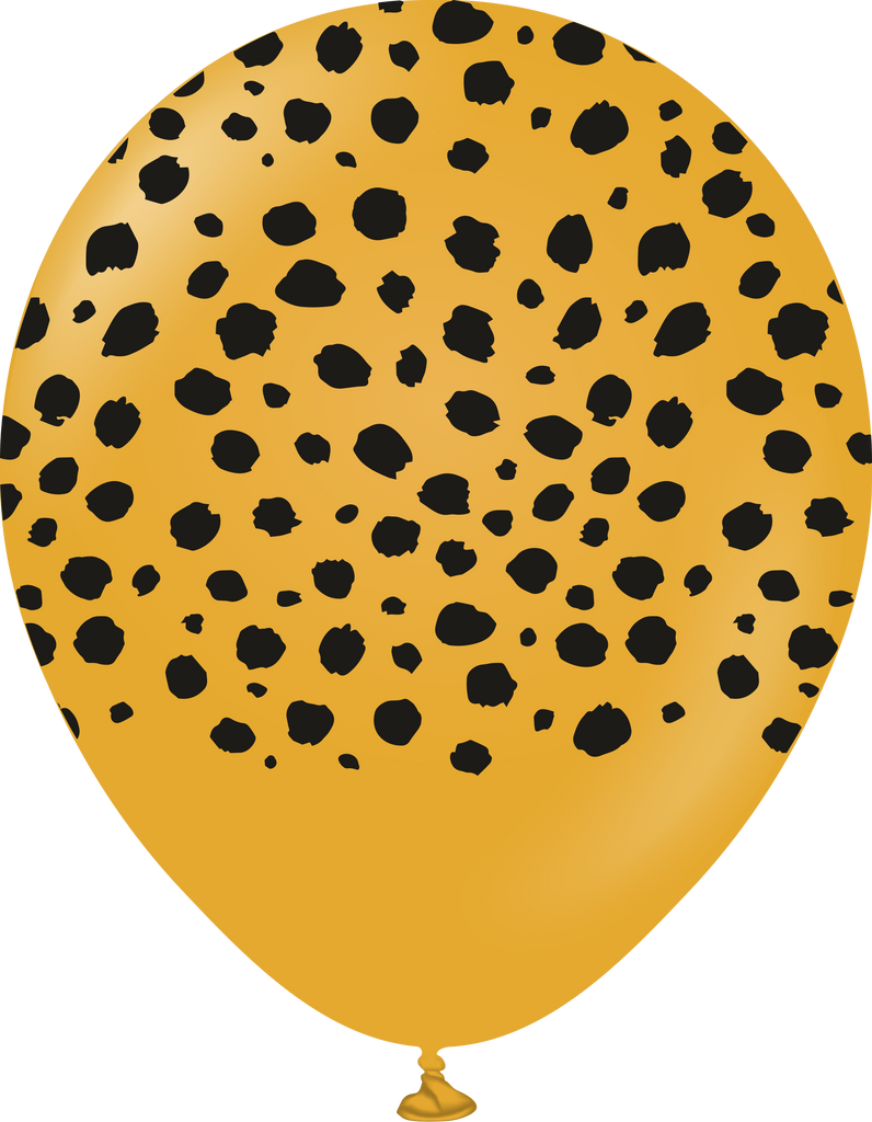 12" Safari Cheetah Printed Mustard Retro Kalisan Latex Balloons (25 Per Bag)