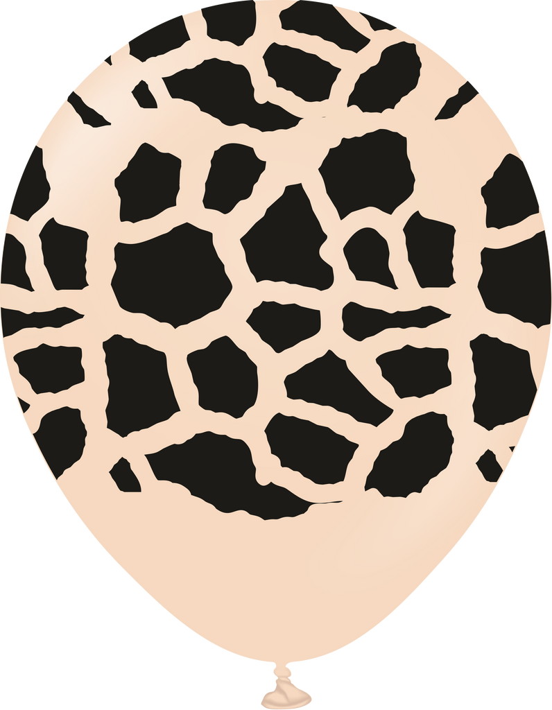 12" Safari Giraffe Printed Blush Retro Kalisan Latex Balloons (25 Per Bag)