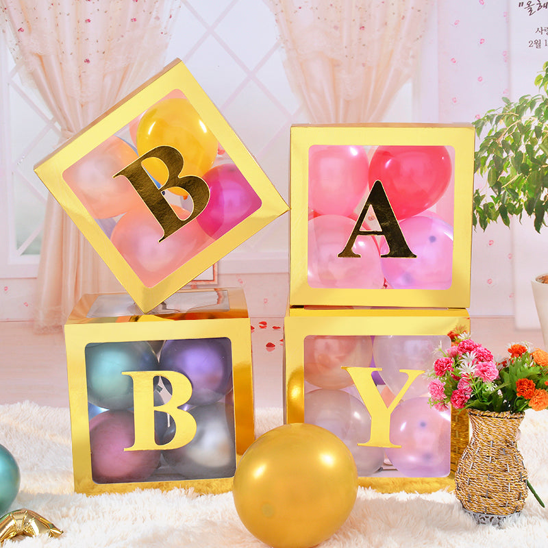 12" Gold Stuffing Balloon Box (4 pcs) Use with/without sticker "Baby"