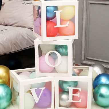 12" White Stuffing Balloon Box (4 pcs) Use with/without sticker "Love"