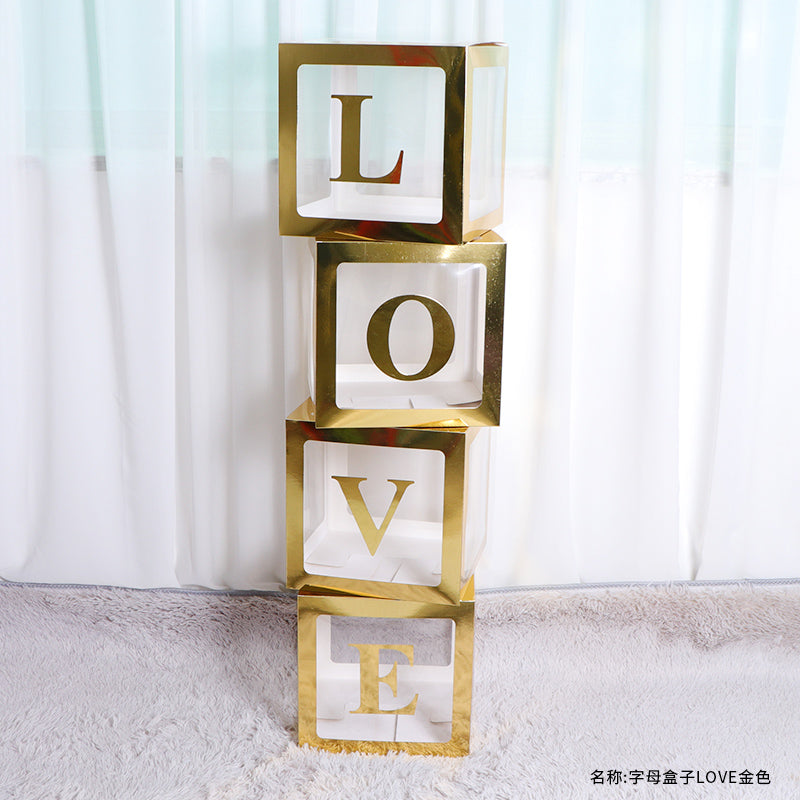 12" Gold Stuffing Balloon Box (4 pcs) Use with/without sticker "Love"