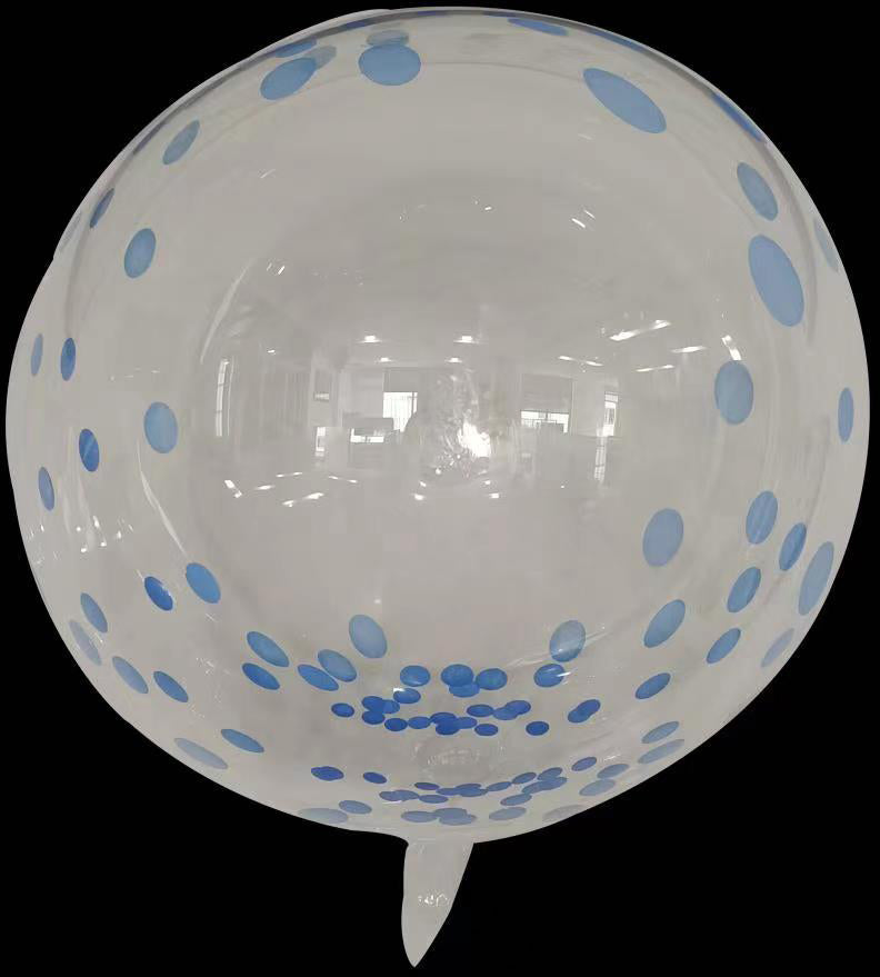 24" Dot Printed Bobo Balloon Pre Streched Light Blue (10 Per Bag)