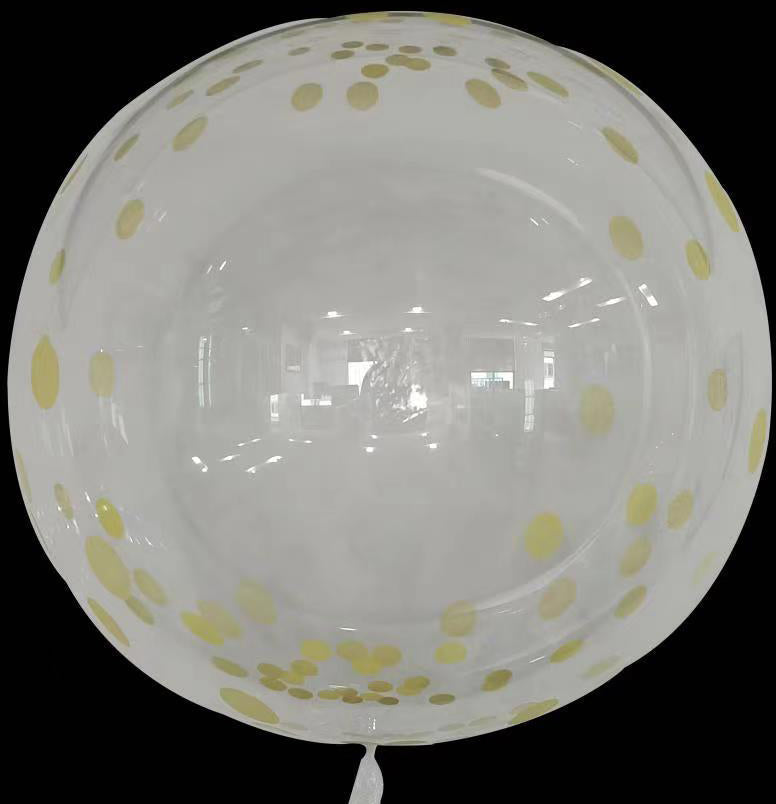 18" Dot Printed Bobo Balloon Pre Streched Yellow(10 Per Bag)