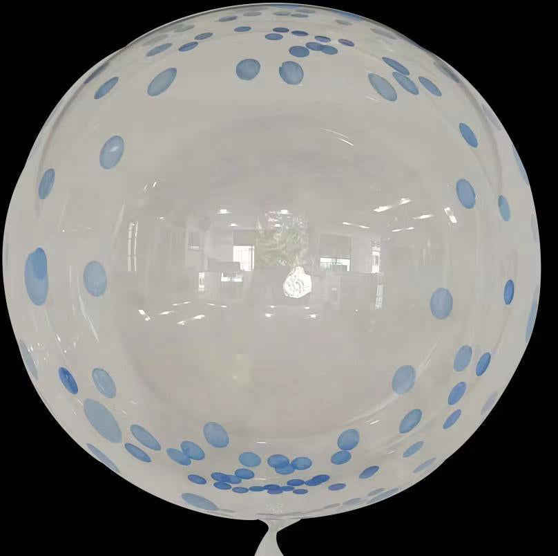 24" Dot Printed Bobo Balloon Pre Streched Blue (10 Per Bag)