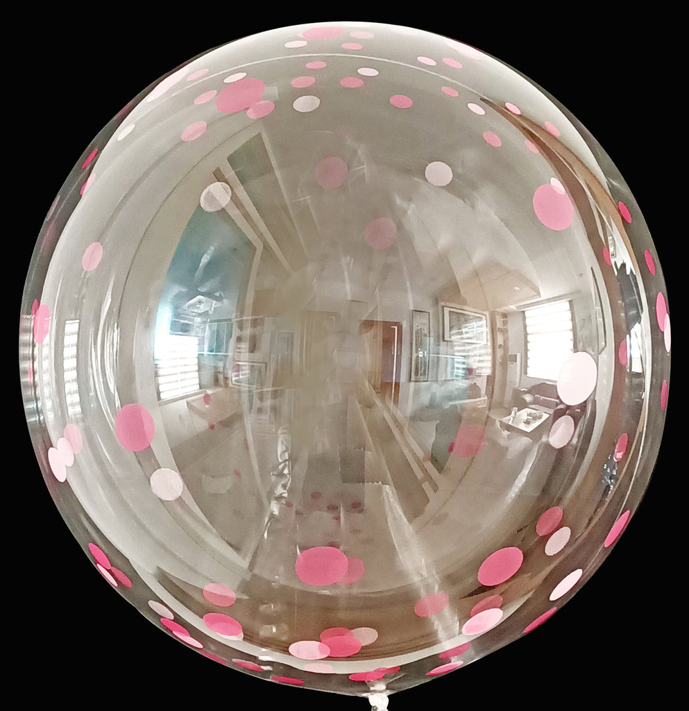 18" Dot Printed Bobo Balloon Pre Streched Pink(10 Per Bag)