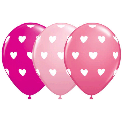 11" Big Hearts Latex Balloon Assortment (50 Count)