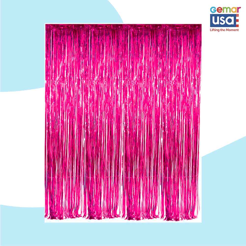 36" X 96" Foil Curtain Backdrop Gemar Hot Pink/Fushia