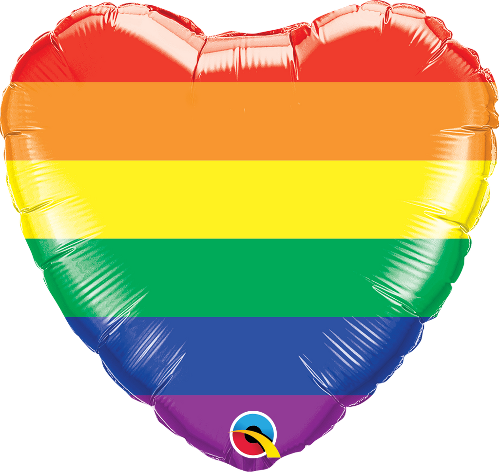 18" Heart Rainbow Stripes Pride Foil Balloon