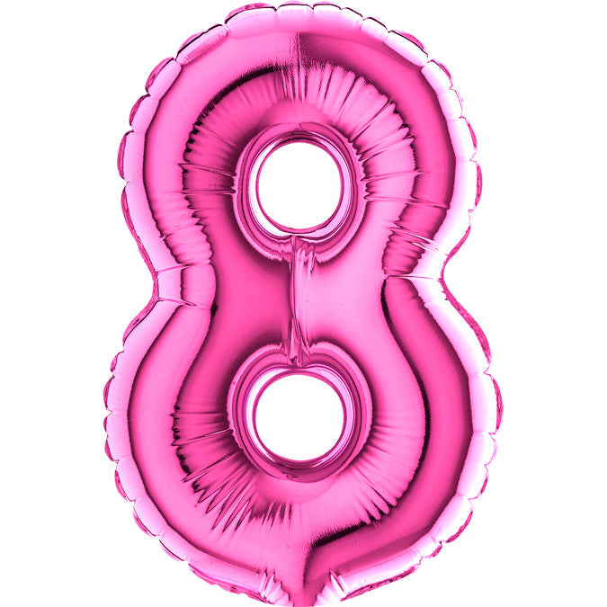 7" Airfill Only (requires heat sealing) Number Balloon 8 Fuschia