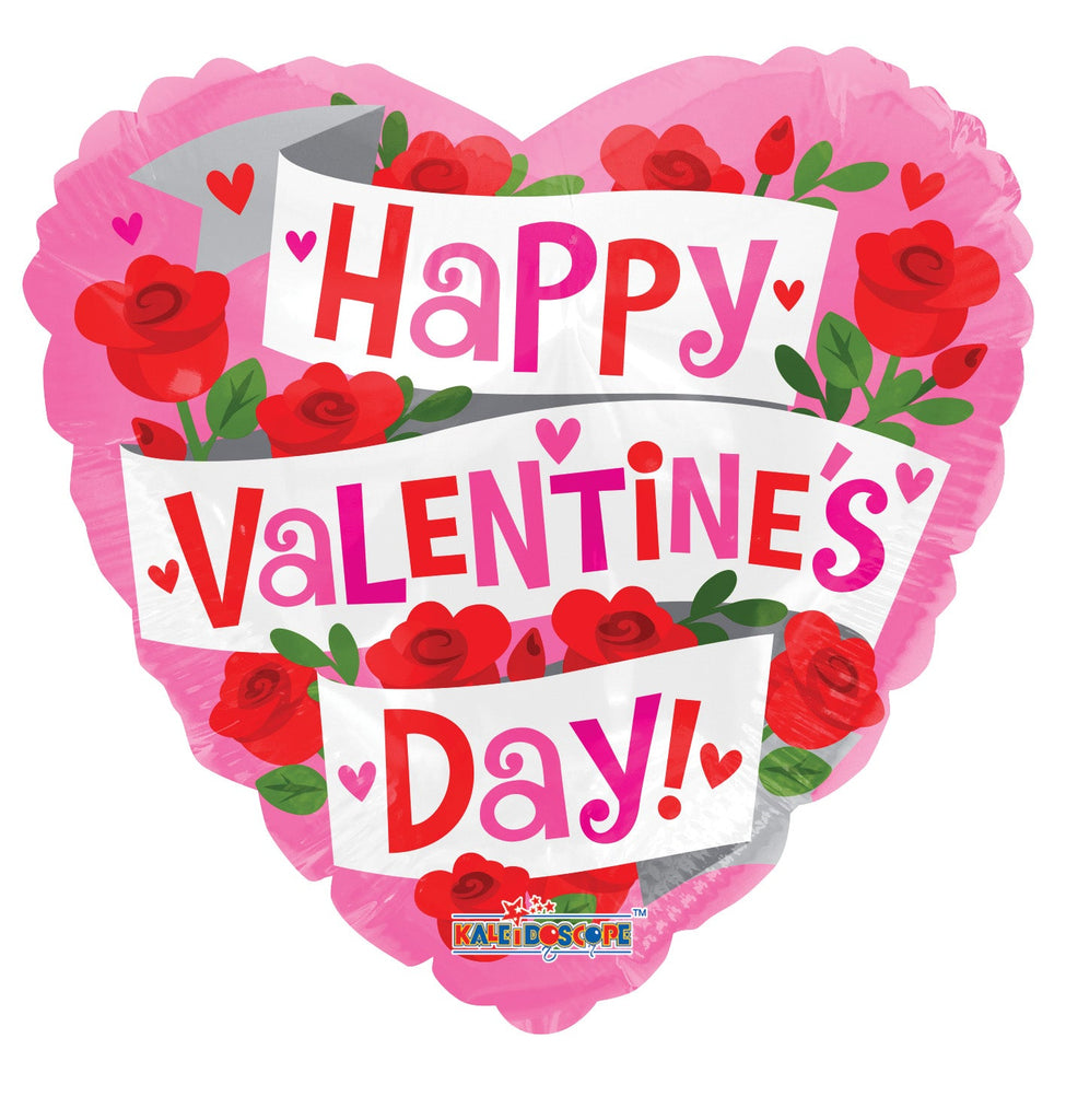 18" Happy Valentine's Day Banner With Roses Balloon