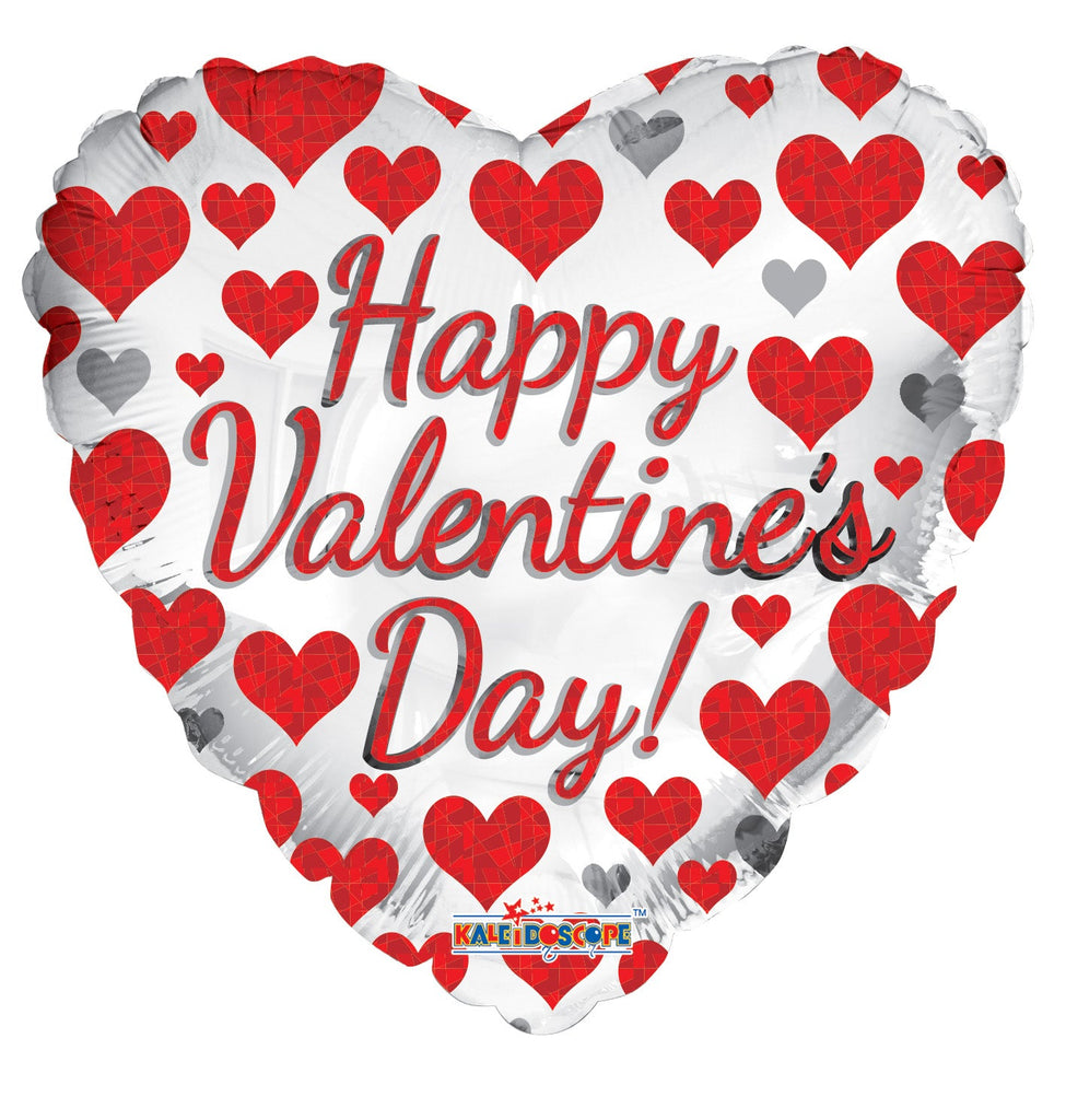 17" Happy Valentine's Day Prismatic Hearts Foil Balloon