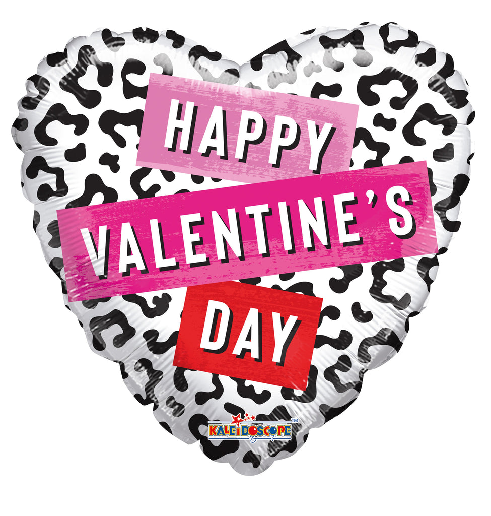 36" Happy Valentine's Day Animal Print Gellibean Foil Balloon