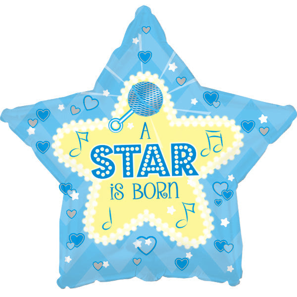 18" Star Is Born - Blue Foil Balloon