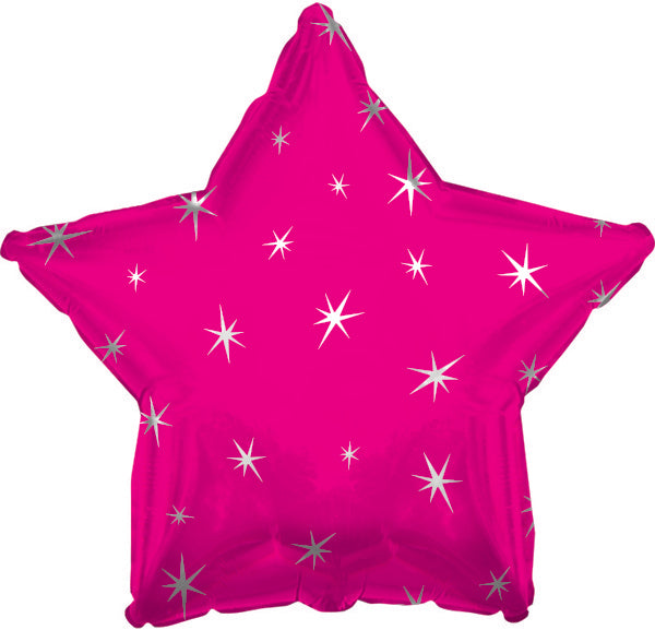 18" Hot Pink Sparkle Star Foil Balloon