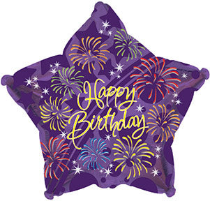 9" Airfill Only Happy Birthday Fireworks Star Balloon