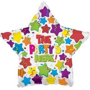 31" The Party Starts Here Mylar Balloon Packaged