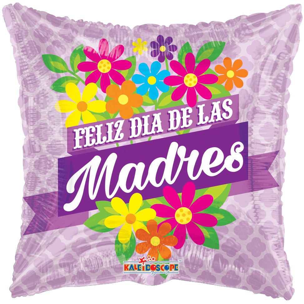 9" Airfill Only Feliz Dia De Las Madres Flowers Balloon (Spanish)