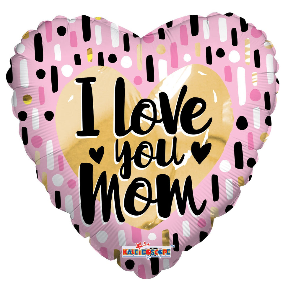 9" Airfill Only I Love You Mom Gold & Pink Foil Balloon